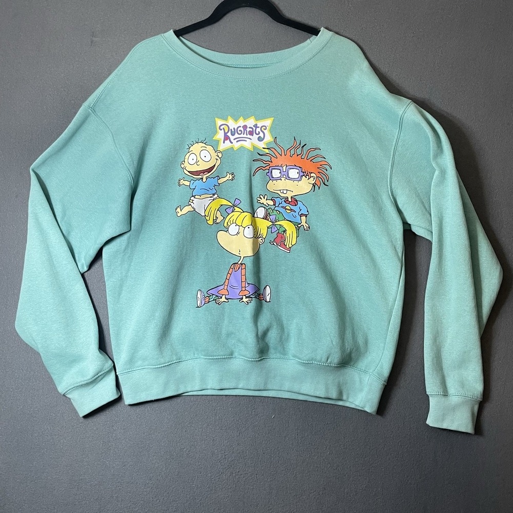 Rugrats Nickelodeon Crew Sweatshirt Men's XL Teal Graphic Print Long Sleeve